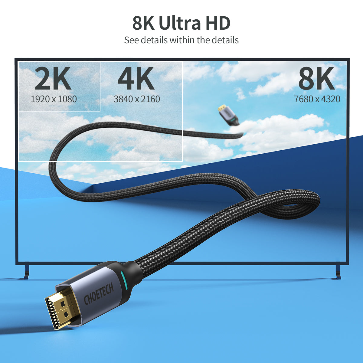 Cable HDMI 8K, 2mts, XHH01